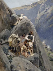 Apachen-Indianer in den Bergen, 1895-98